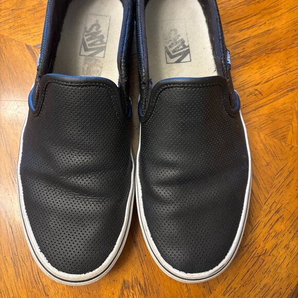 Size 10 black leather vans slip ons - Picture 1 of 5